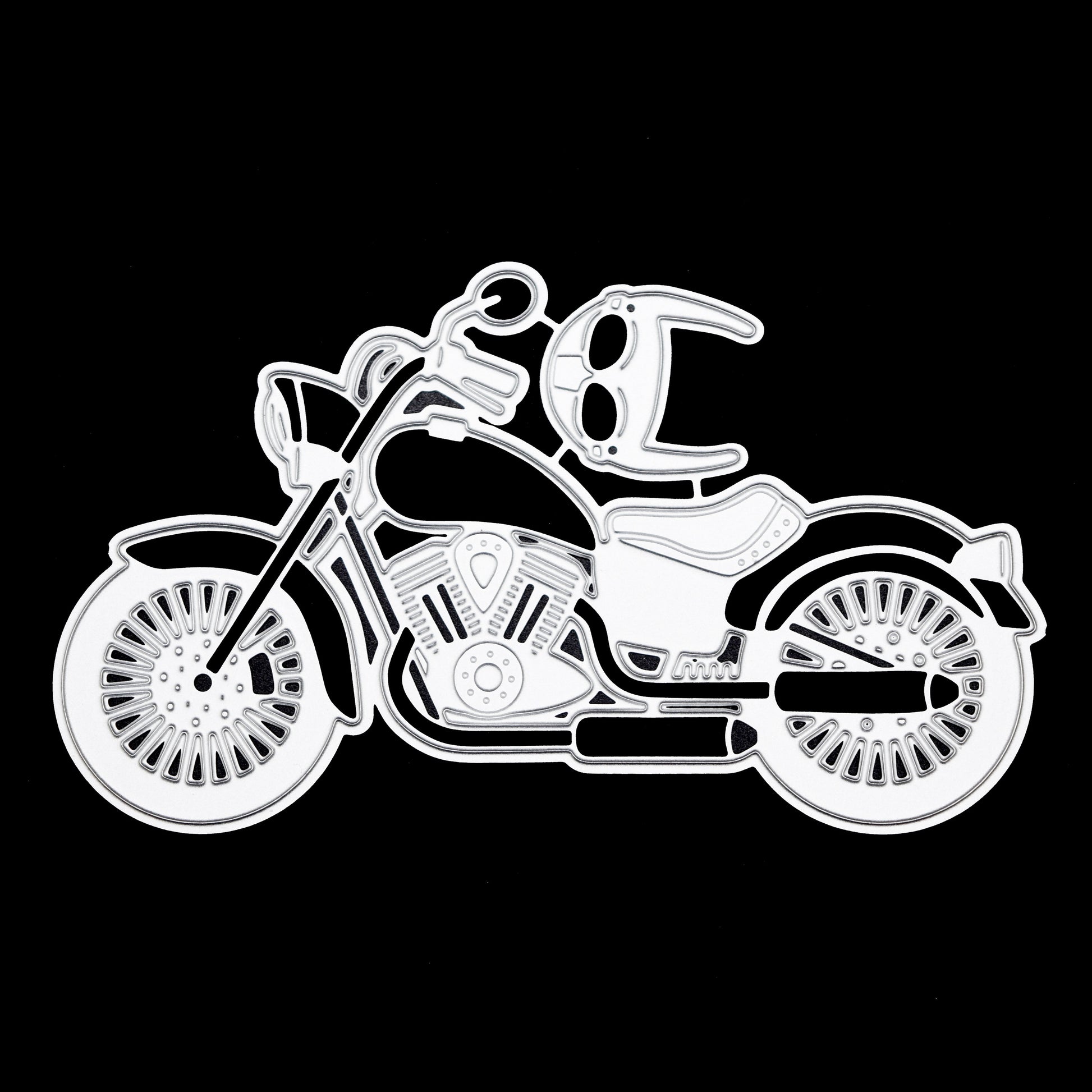 Motorbike metal cutting die with helmet design for card making