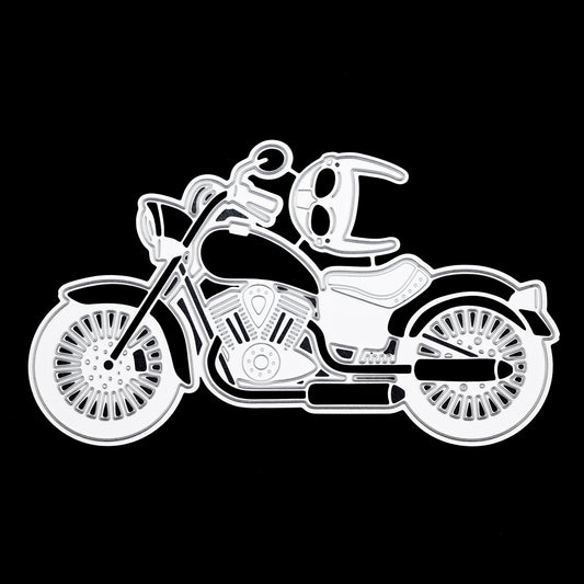 Motorbike metal cutting die with helmet design for card making
