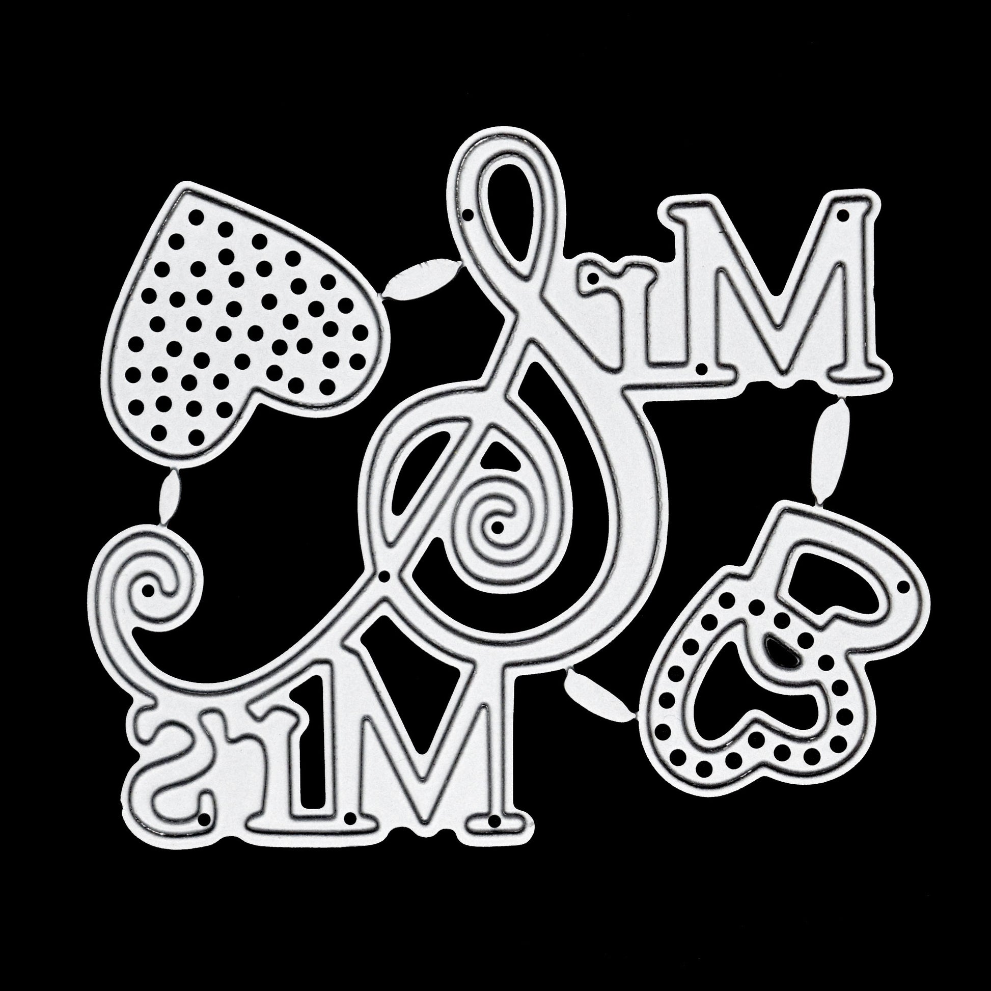 Mr and Mrs metal cutting dies with swirled ampersand and decorative heart dies for card making and papercrafts