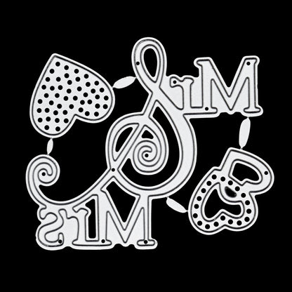 Mr and Mrs metal cutting dies with swirled ampersand and decorative heart dies for card making and papercrafts
