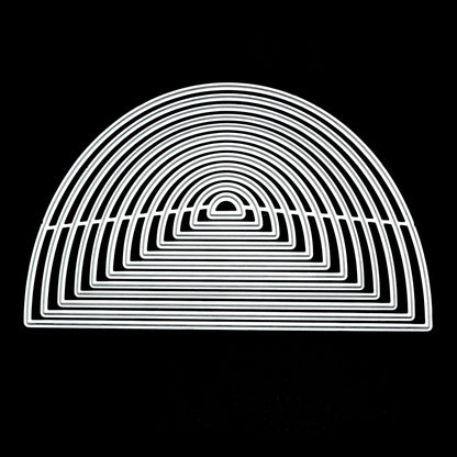 Complete nest of semicircle metal cutting dies for card making and papercrafts