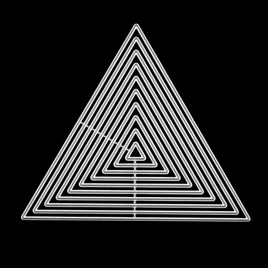 Complete nest of triangle metal cutting dies for layered card making and papercraft