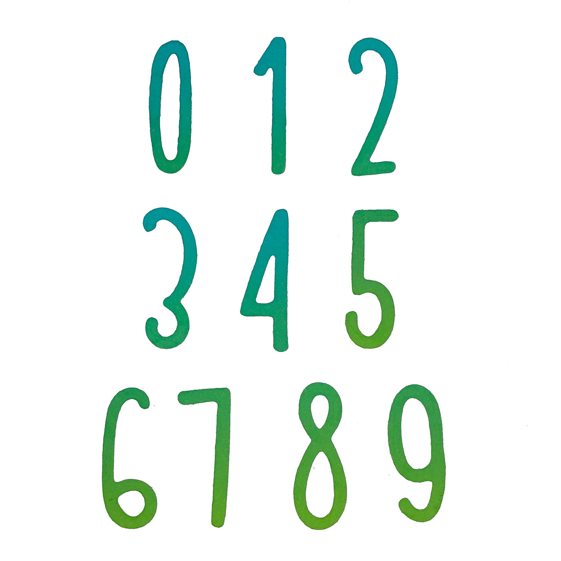 Finished numeral die cut numbers for personalised card making and crafts