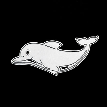 Ocean dolphin metal cutting die showing embossed detail and separate tail piece