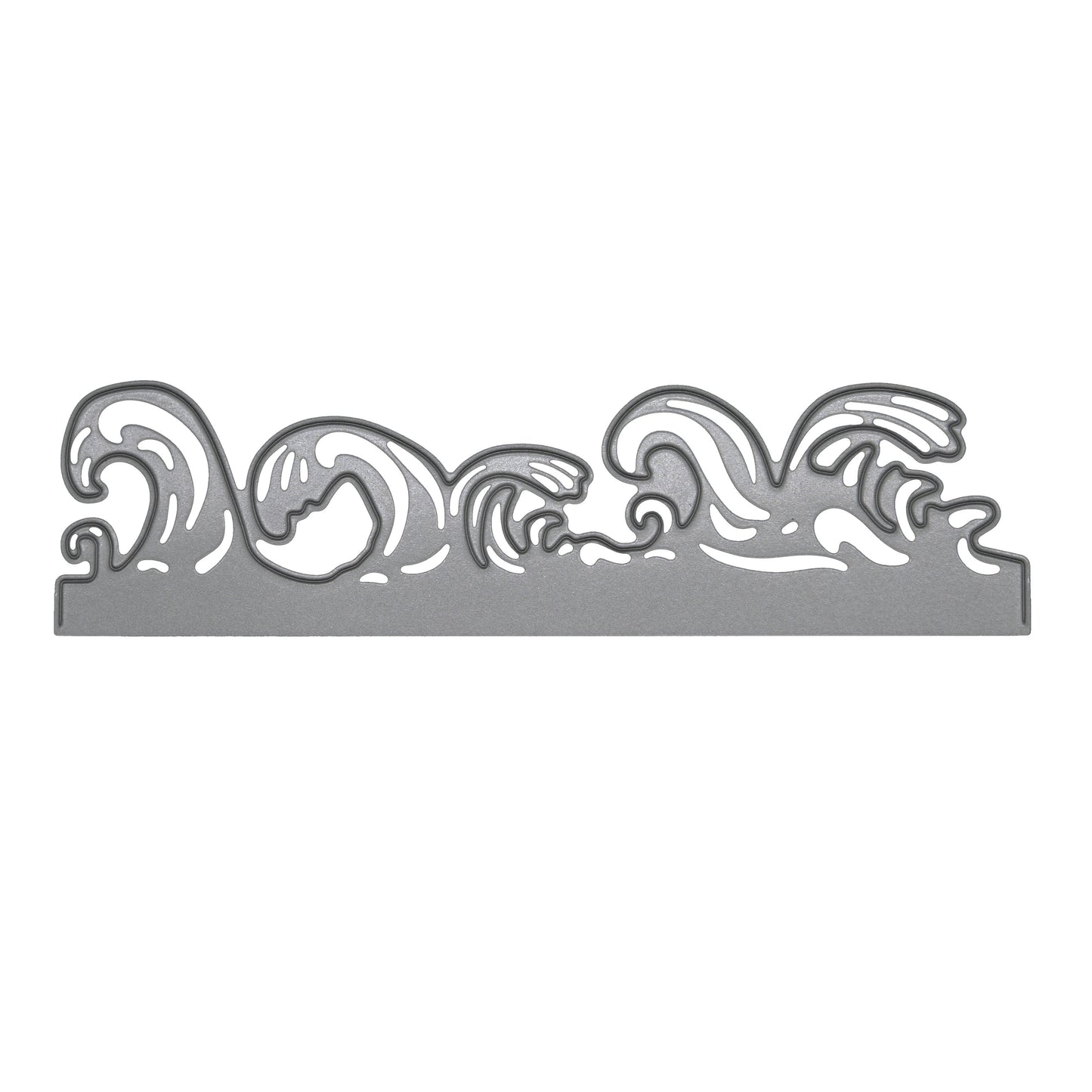 Ocean waves border metal cutting die shown on a plain light background with the full embossed edging design visible