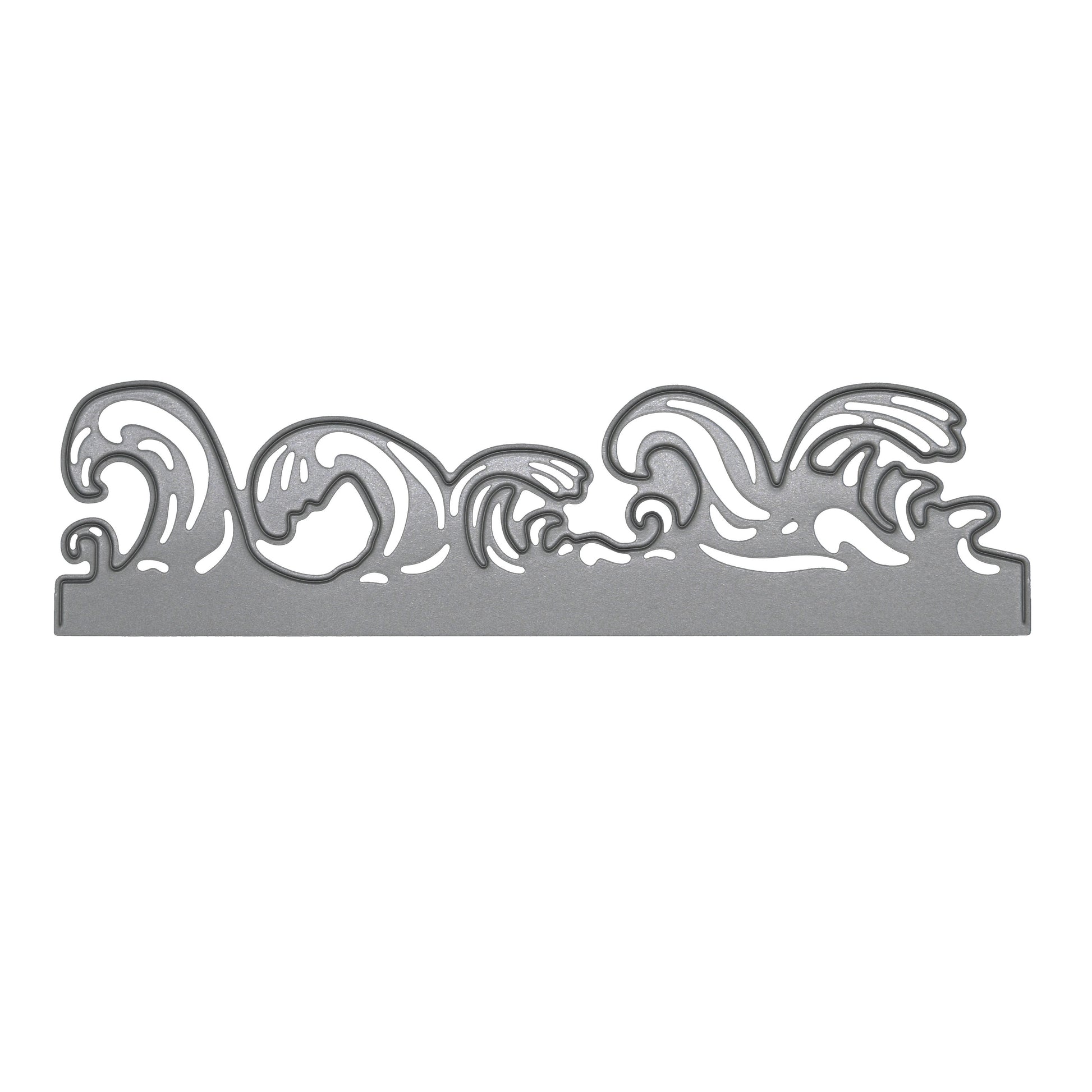 Ocean waves border metal cutting die shown on a plain light background with the full embossed edging design visible