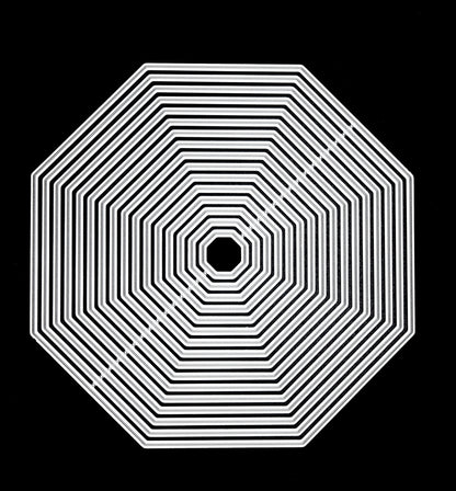 Octagon metal cutting dies nesting set on black background
