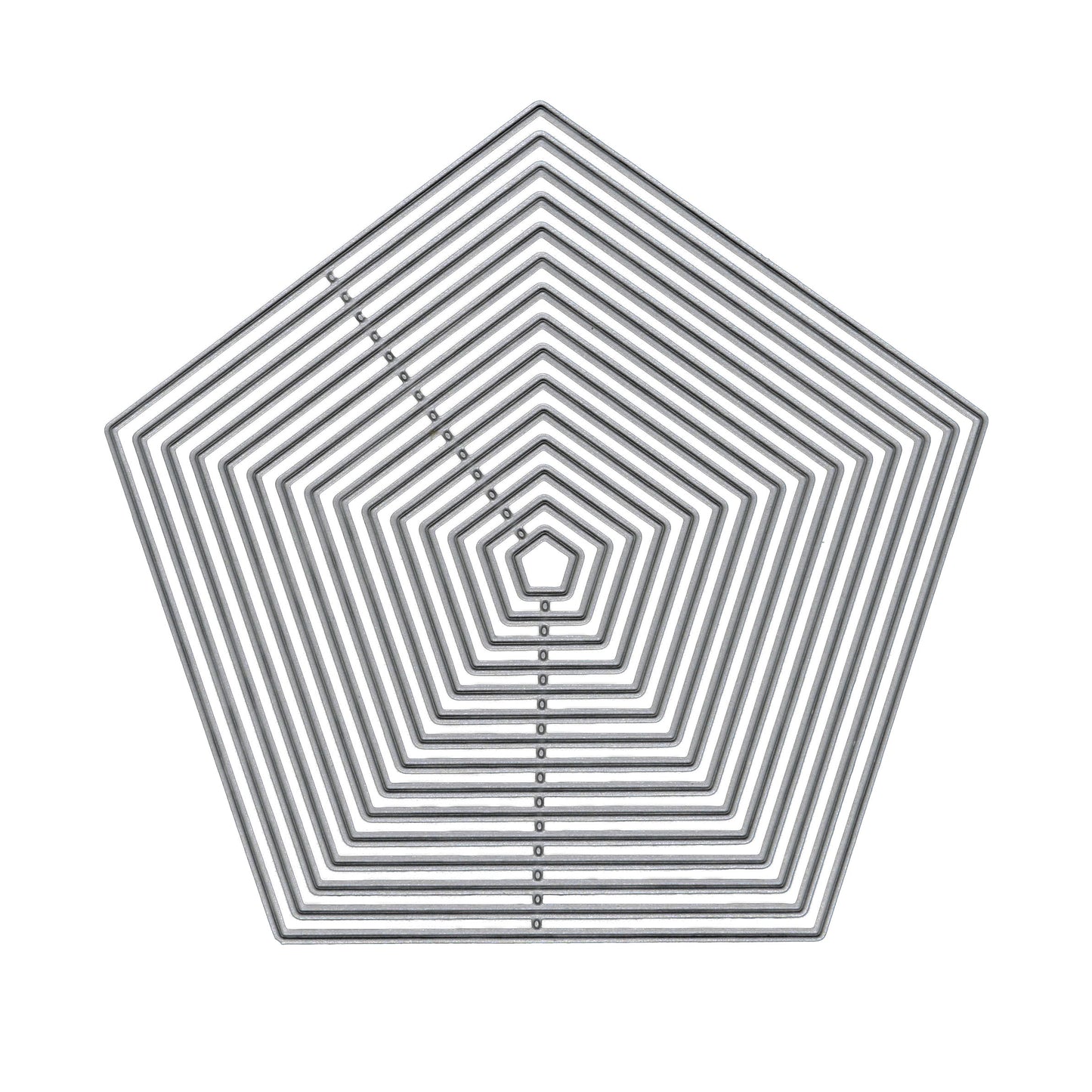 Set of 15 plain pentagon nesting metal cutting dies displayed on a clean white background for card making and papercraft projects.