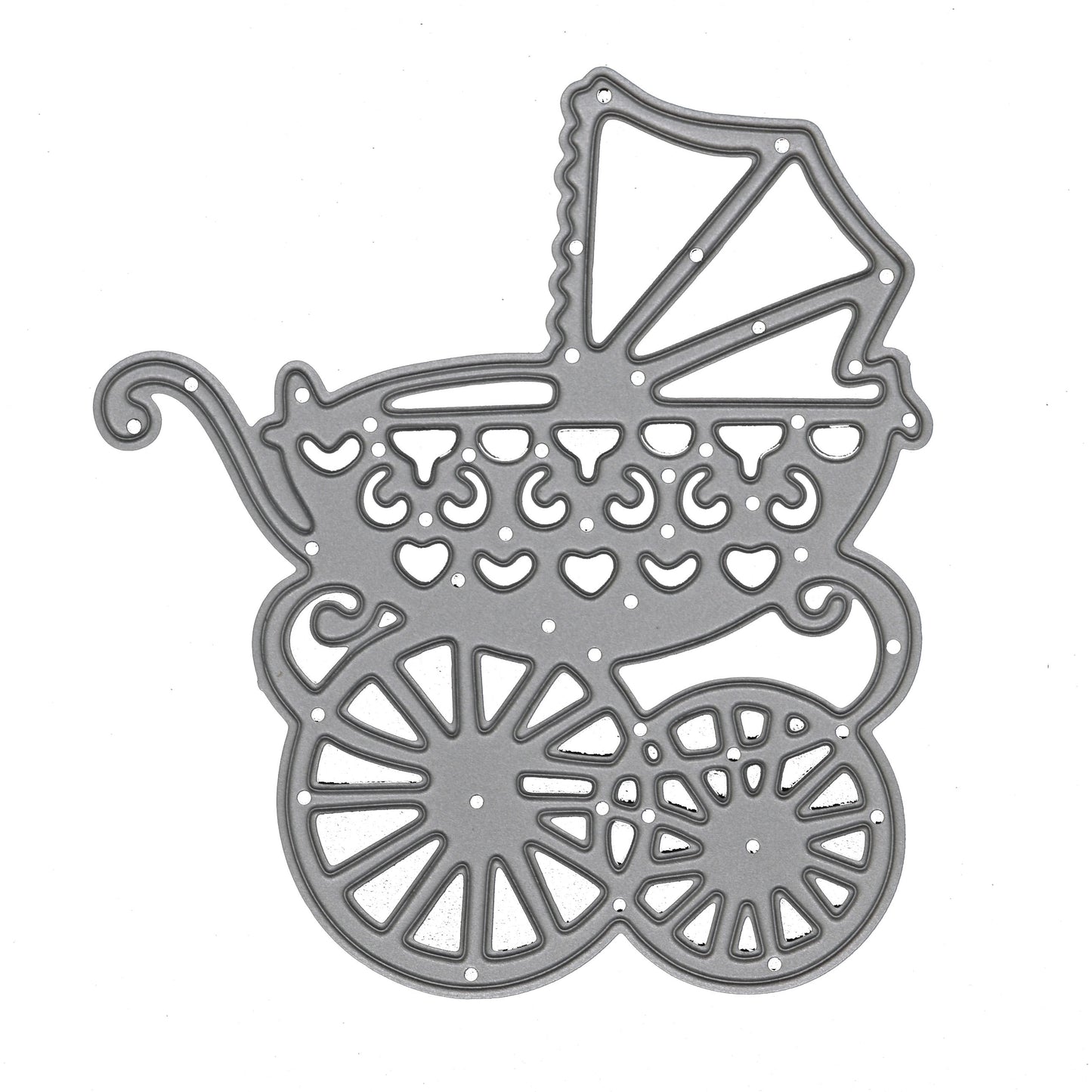 Decorative baby pram metal cutting die for new baby cards and papercraft projects