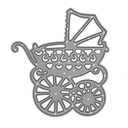 Decorative baby pram metal cutting die for new baby cards and papercraft projects