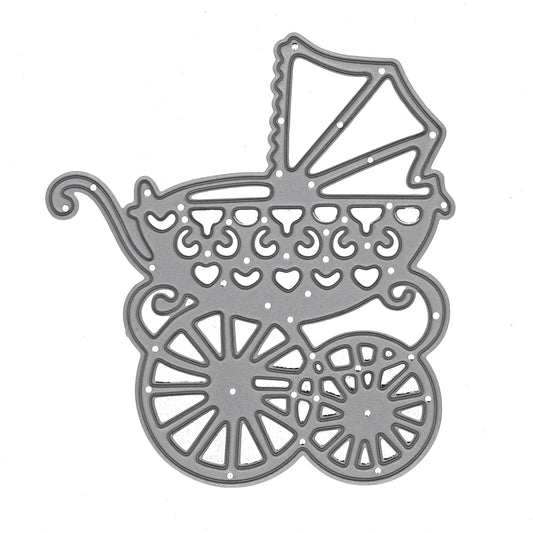 Decorative baby pram metal cutting die for new baby cards and papercraft projects