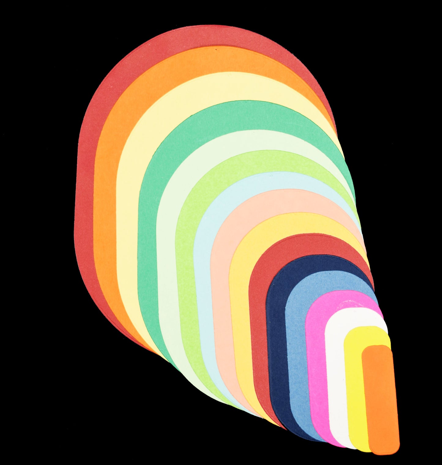 Layered rainbow arch die cuts created with oval rectangle nesting dies