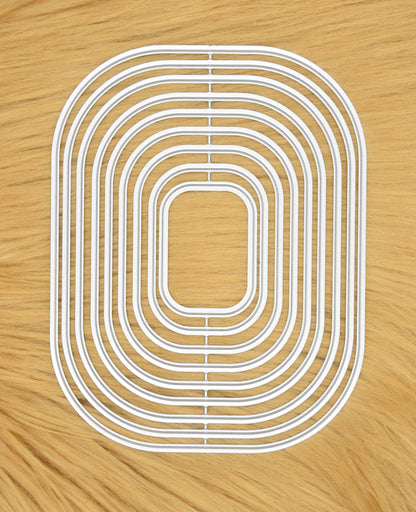 9 piece rounded corner rectangle nesting metal cutting dies set for card making and papercrafts
