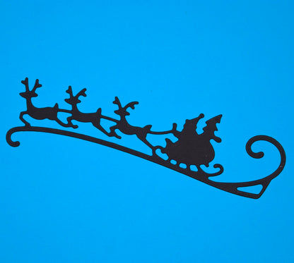 Santa sleigh and flying reindeer silhouette die cut for Christmas papercrafts