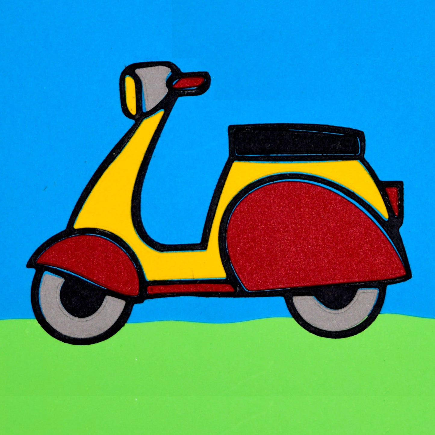 Scooter metal cutting die creating a retro scooter design for card making