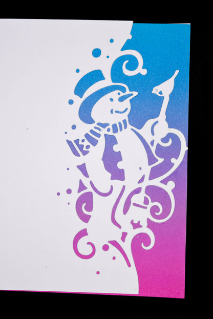 Snowman border die cut design for Christmas and winter card making