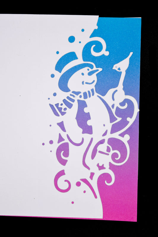 Snowman border die cut design for Christmas and winter card making