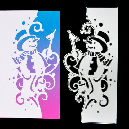 Snowman border metal cutting die with cardstock cut example for card making