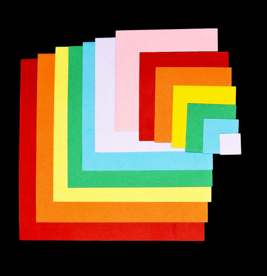 Layered square die cut panels created with square nesting metal cutting dies