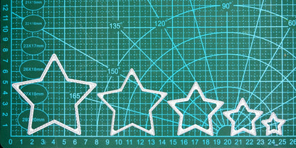 Stitched star nesting dies size reference on cutting mat for card making projects