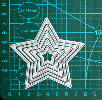 Stitched star nesting dies size reference on cutting mat for card making projects