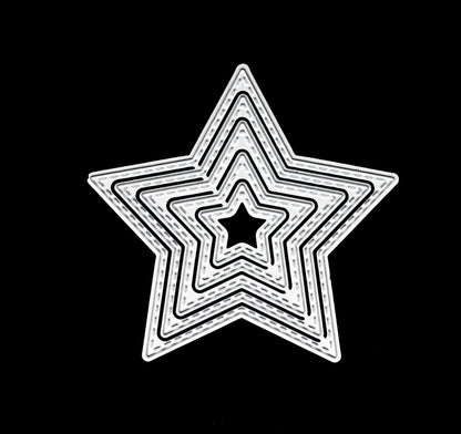 Full set of stitched star nesting metal cutting dies for papercraft and scrapbooking