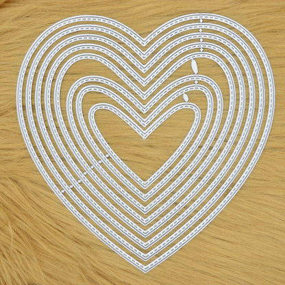 Stitched heart nesting metal cutting dies set for layered card making designs