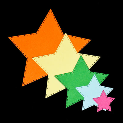 Layered stitched star die cuts in multiple sizes for card making and crafts