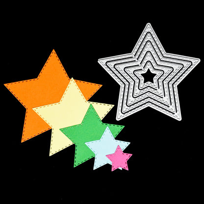 Stitched star nesting metal cutting dies set with layered star shapes for card making