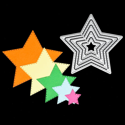 Stitched star nesting metal cutting dies set with layered star shapes for card making