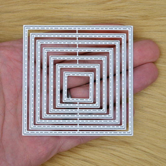 Stitched square nesting metal cutting dies set for card making
