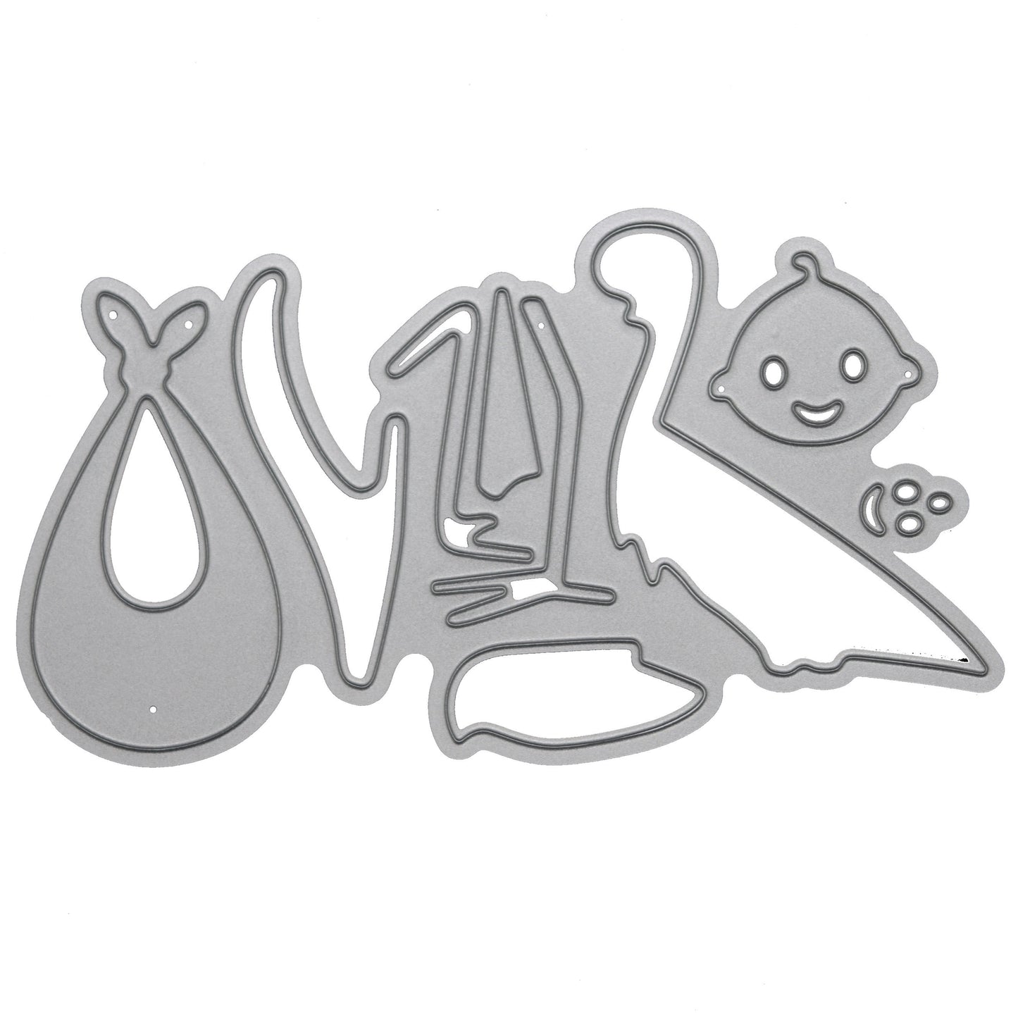 Stork and baby metal cutting dies set for card making