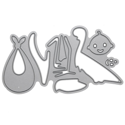 Stork and baby metal cutting dies set for card making