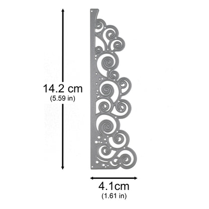 Swirly waves border metal cutting die measuring approximately 14.2 cm by 4.1 cm for decorative card making edges
