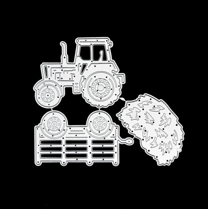 Tractor and trailer metal cutting dies held in hand showing size and detail
