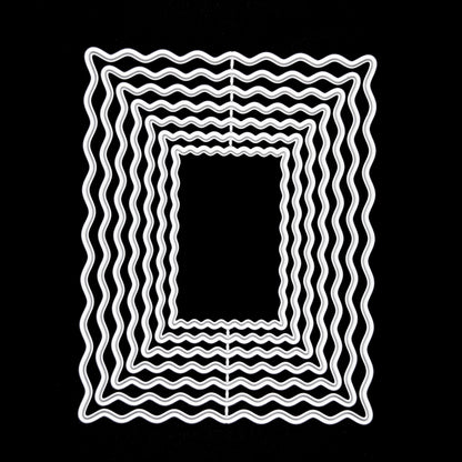 Wavy rectangle nesting metal cutting dies on black background