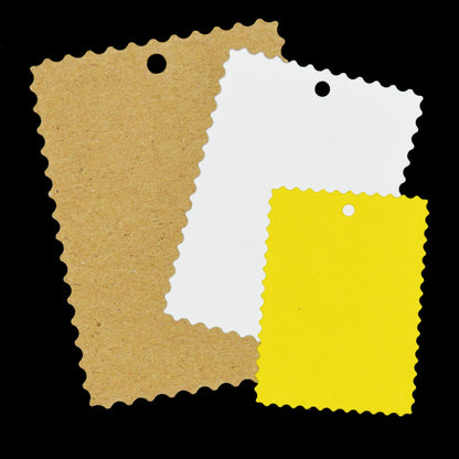 Wavy tag die cut shapes with decorative scalloped edge detail