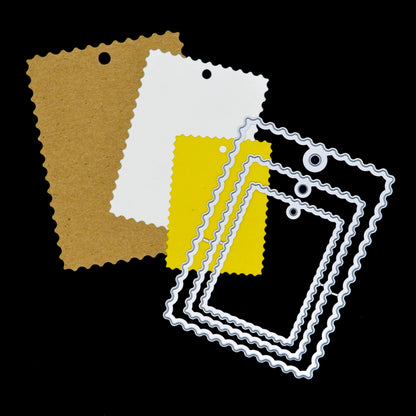 Wavy tag nesting dies set showing layered sizes