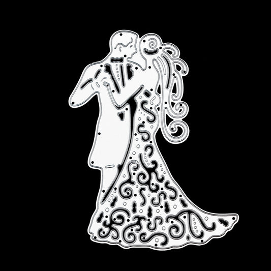 Wedding couple metal cutting die silhouette for card making