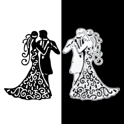 Bride and groom die with finished cut silhouette comparison