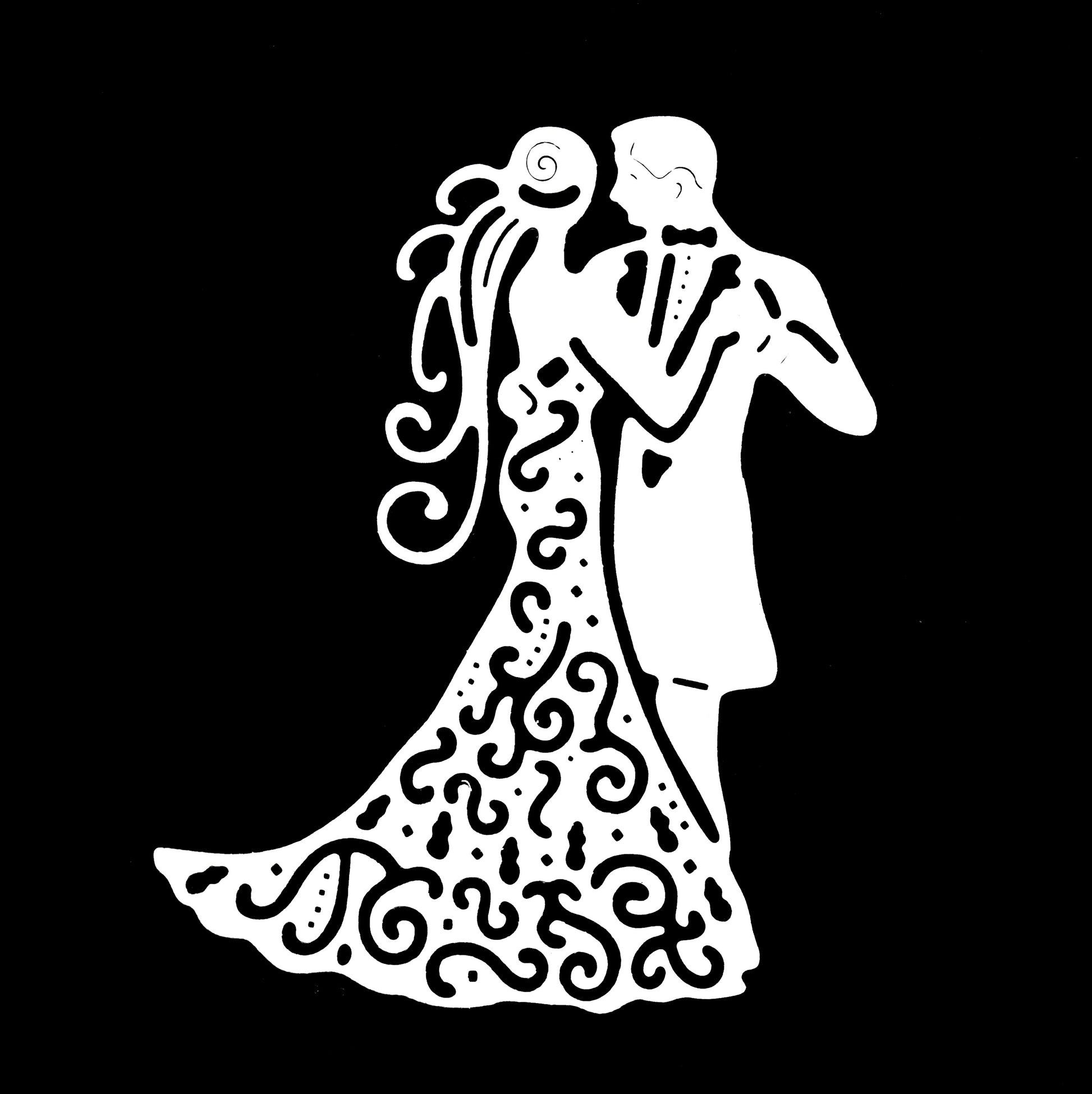 Bride and groom silhouette die cut for wedding card making