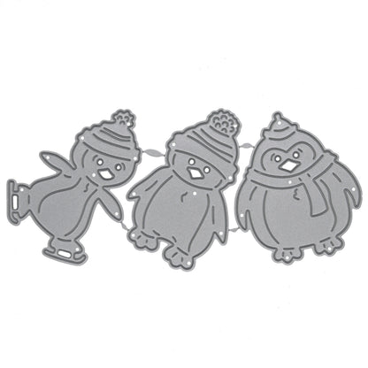 Winter penguin metal cutting dies set for handmade Christmas cards